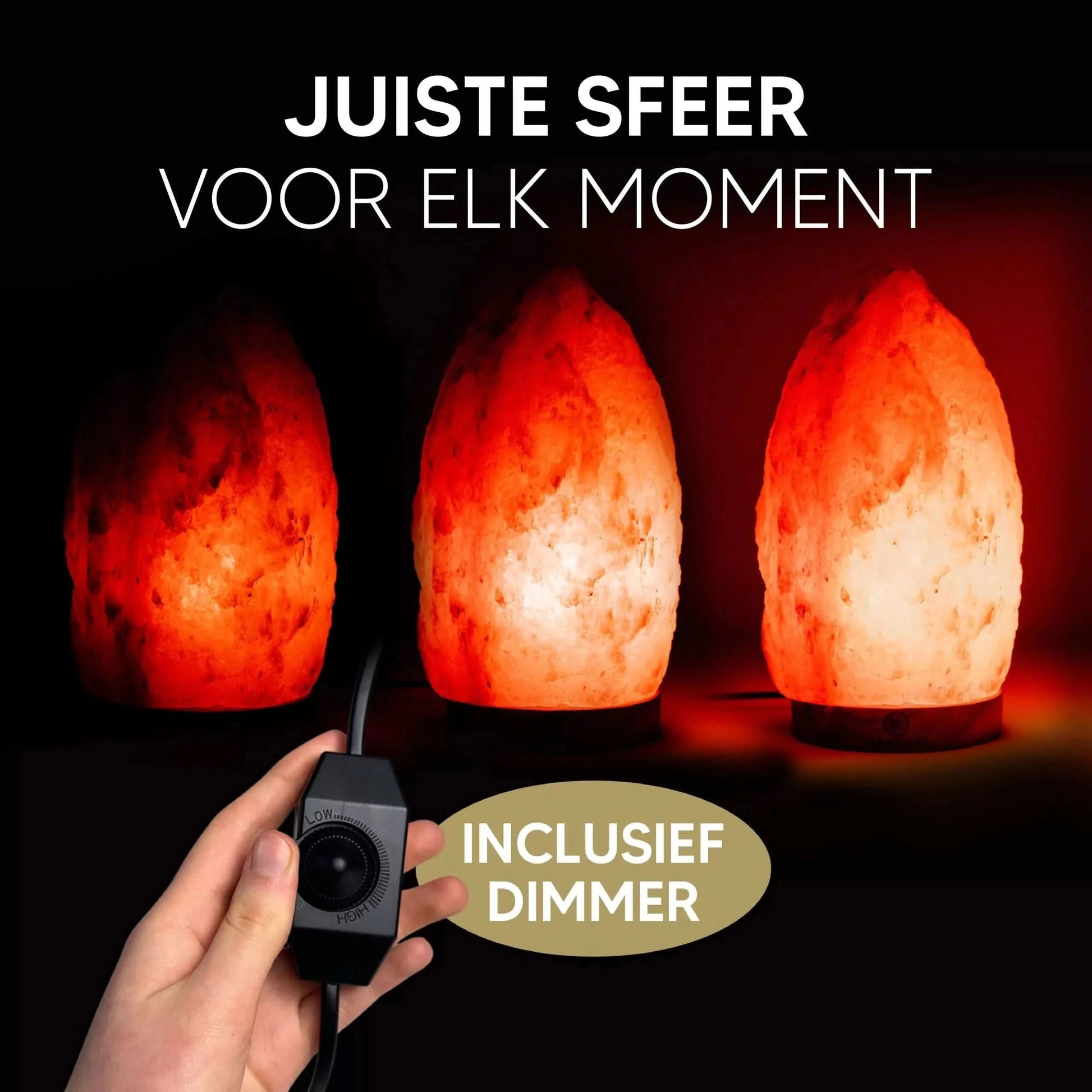 Handgemaakte zoutlamp met dimmer, ideaal voor sfeervolle verlichting.