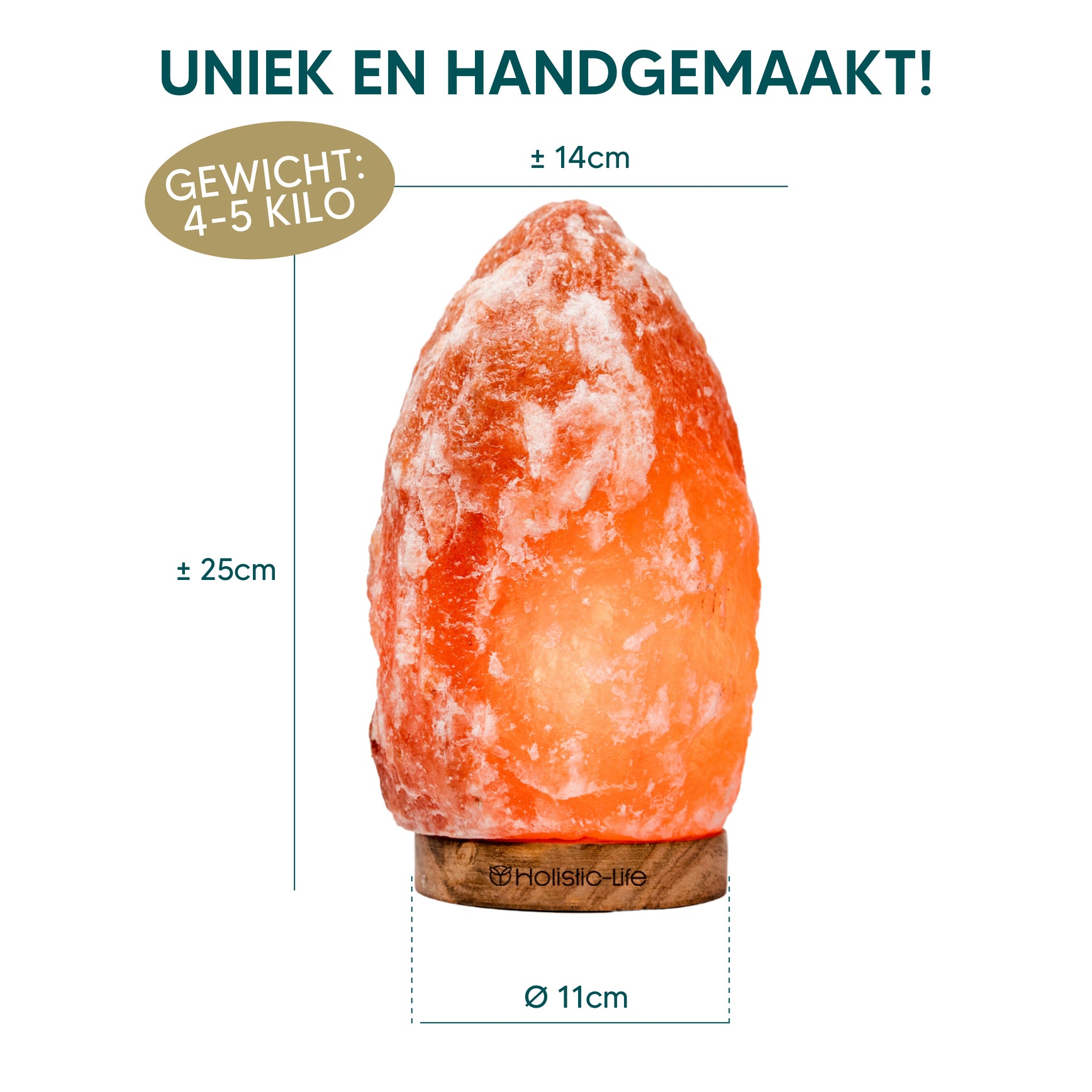 Zoutlamp met unieke vorm, handgemaakt van puur Himalayazout.